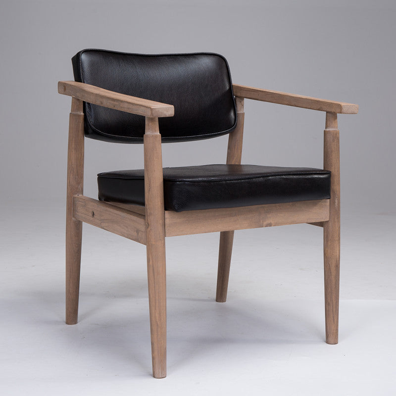 Country Style Indoor Arm Chair Open Back Wood Upholstered Dining Room Chair