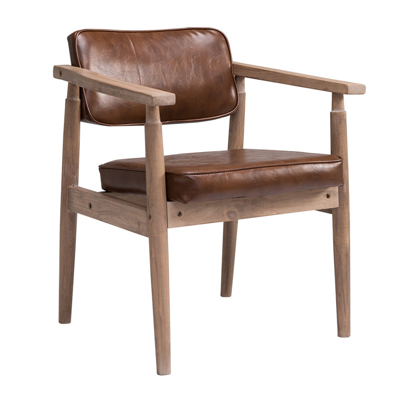 Country Style Indoor Arm Chair Open Back Wood Upholstered Dining Room Chair