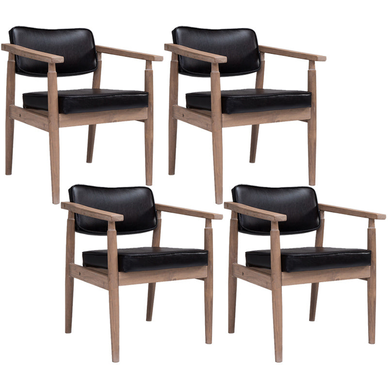 Country Style Indoor Arm Chair Open Back Wood Upholstered Dining Room Chair