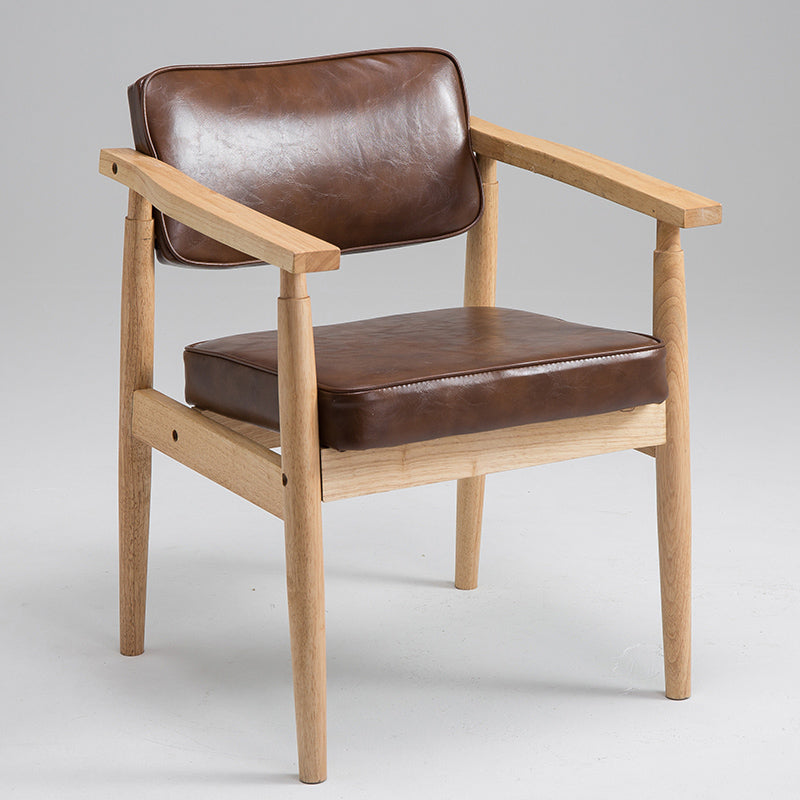 Country Style Indoor Arm Chair Open Back Wood Upholstered Dining Room Chair