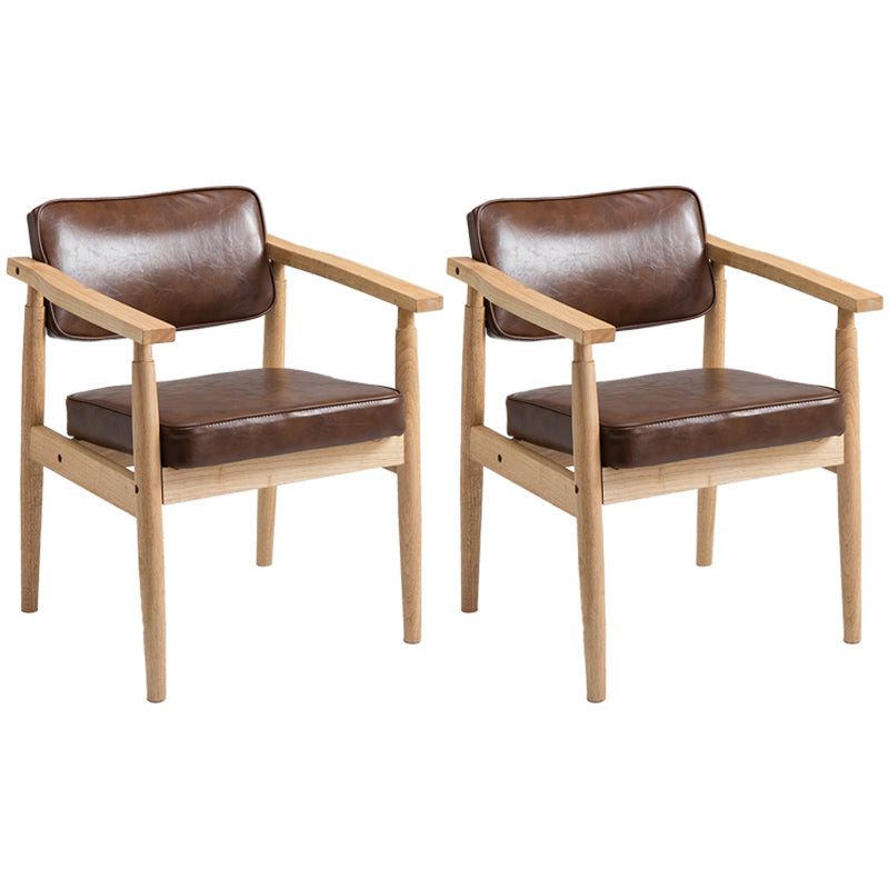 Country Style Indoor Arm Chair Open Back Wood Upholstered Dining Room Chair