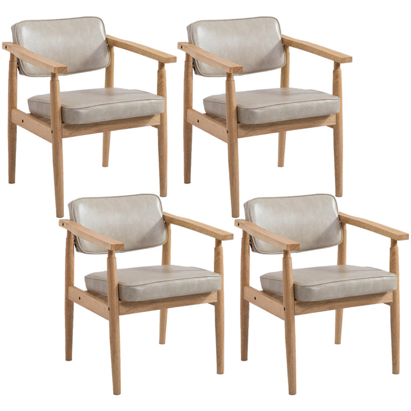 Country Style Indoor Arm Chair Open Back Wood Upholstered Dining Room Chair