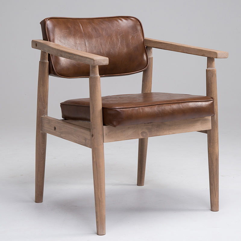 Country Style Indoor Arm Chair Open Back Wood Upholstered Dining Room Chair