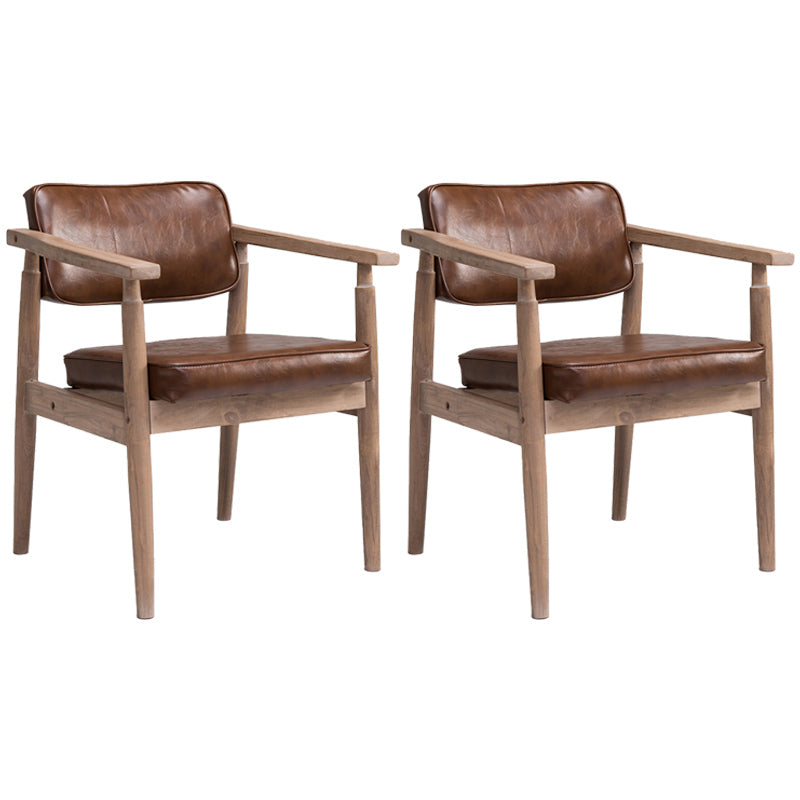 Country Style Indoor Arm Chair Open Back Wood Upholstered Dining Room Chair