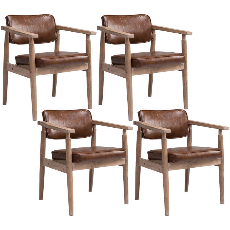 Country Style Indoor Arm Chair Open Back Wood Upholstered Dining Room Chair