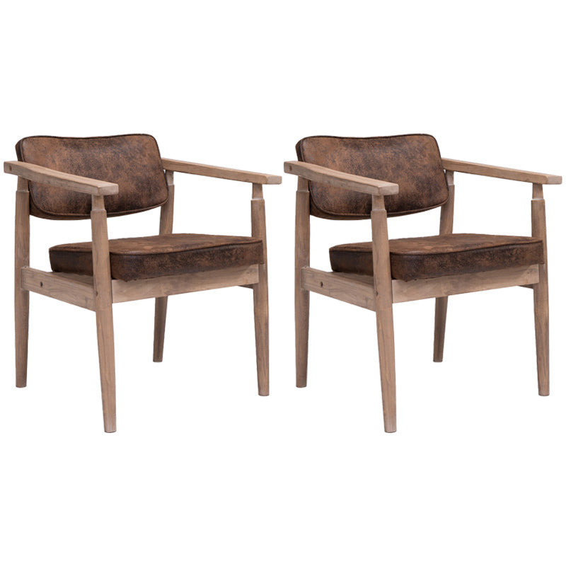 Country Style Indoor Arm Chair Open Back Wood Upholstered Dining Room Chair