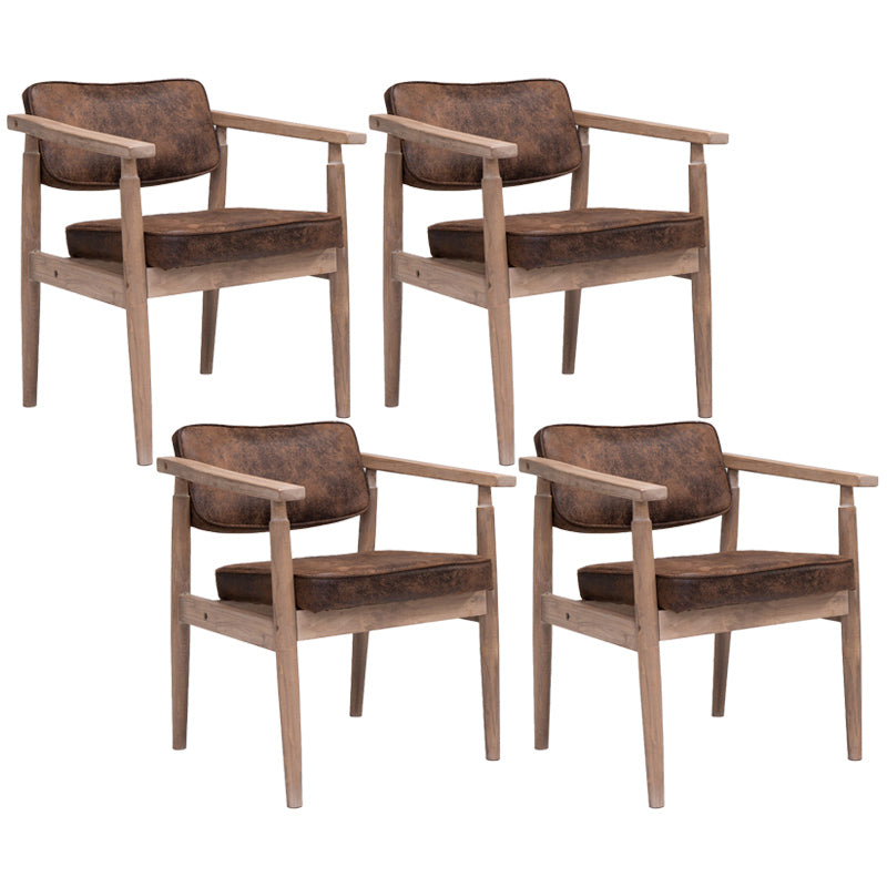 Country Style Indoor Arm Chair Open Back Wood Upholstered Dining Room Chair