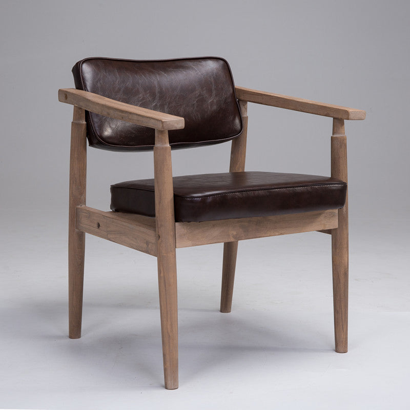 Country Style Indoor Arm Chair Open Back Wood Upholstered Dining Room Chair