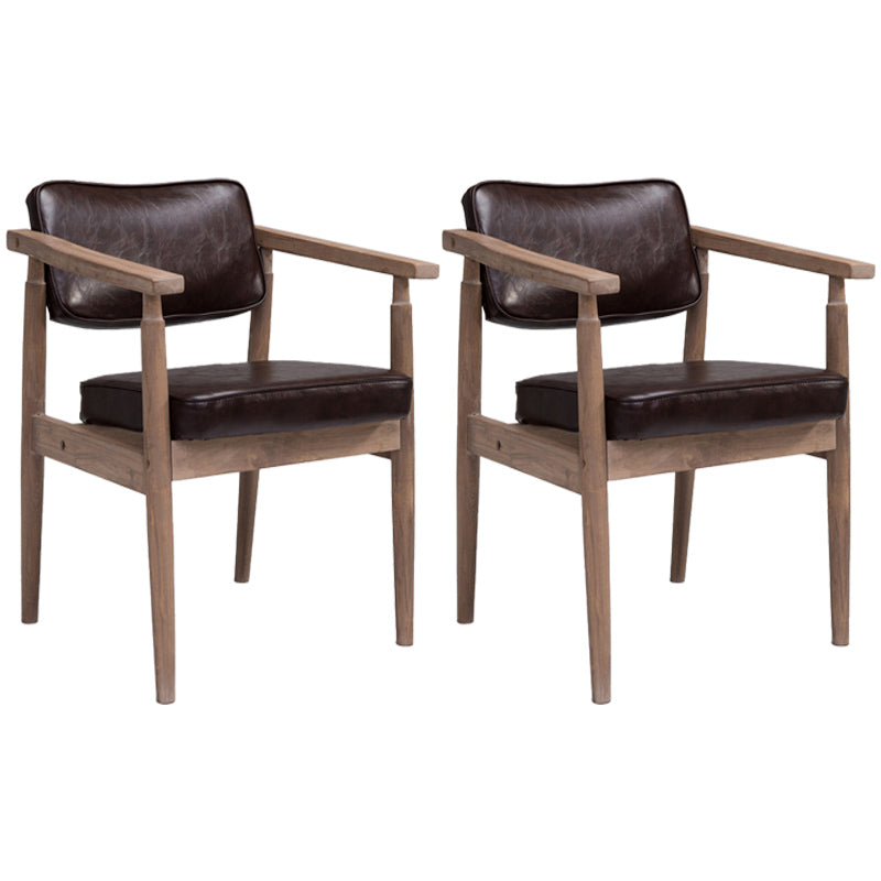 Country Style Indoor Arm Chair Open Back Wood Upholstered Dining Room Chair
