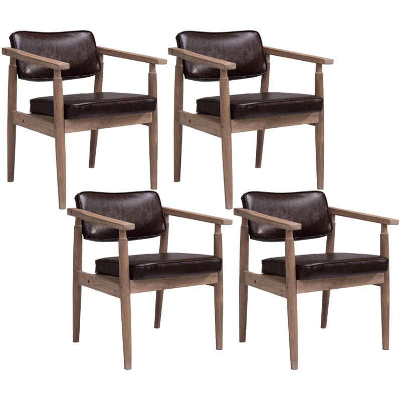 Country Style Indoor Arm Chair Open Back Wood Upholstered Dining Room Chair