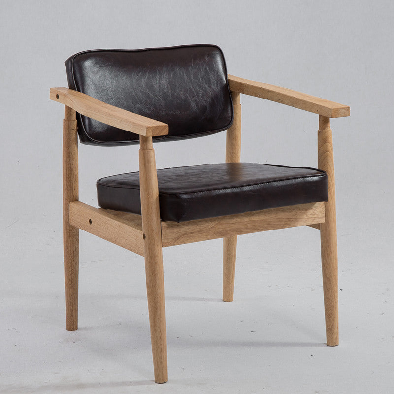 Country Style Indoor Arm Chair Open Back Wood Upholstered Dining Room Chair