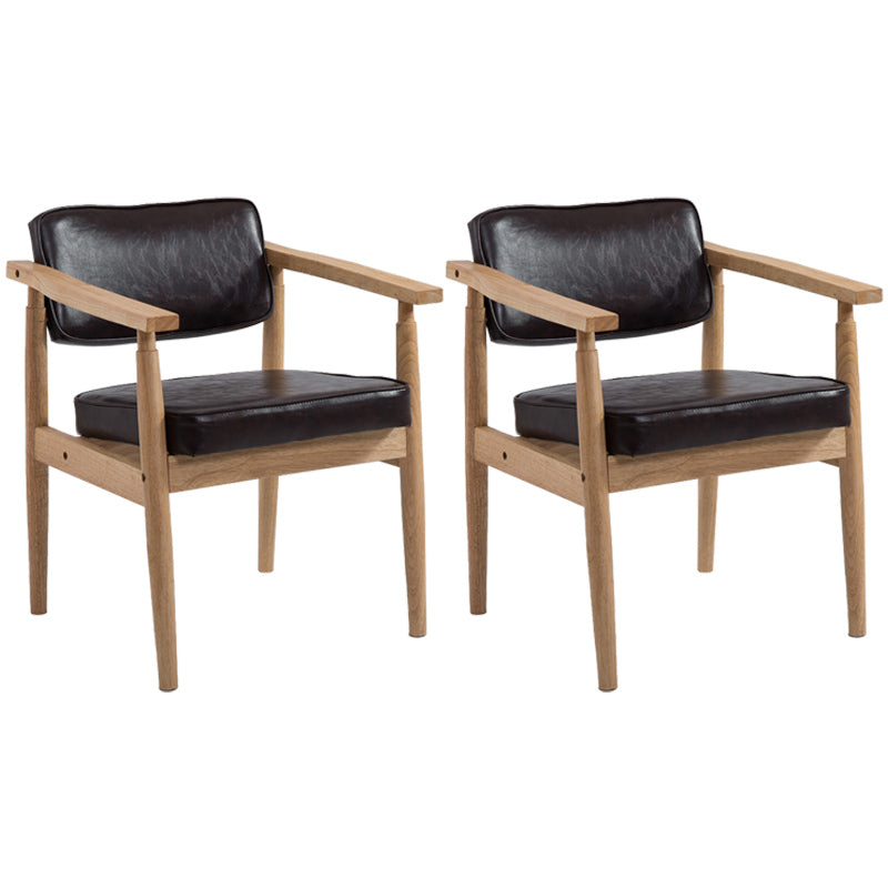 Country Style Indoor Arm Chair Open Back Wood Upholstered Dining Room Chair