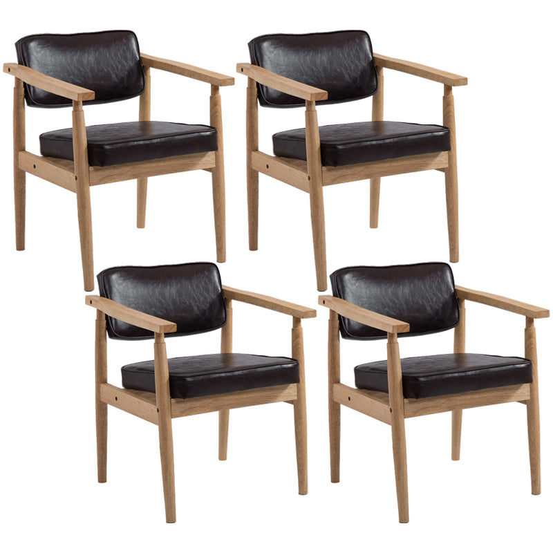 Country Style Indoor Arm Chair Open Back Wood Upholstered Dining Room Chair