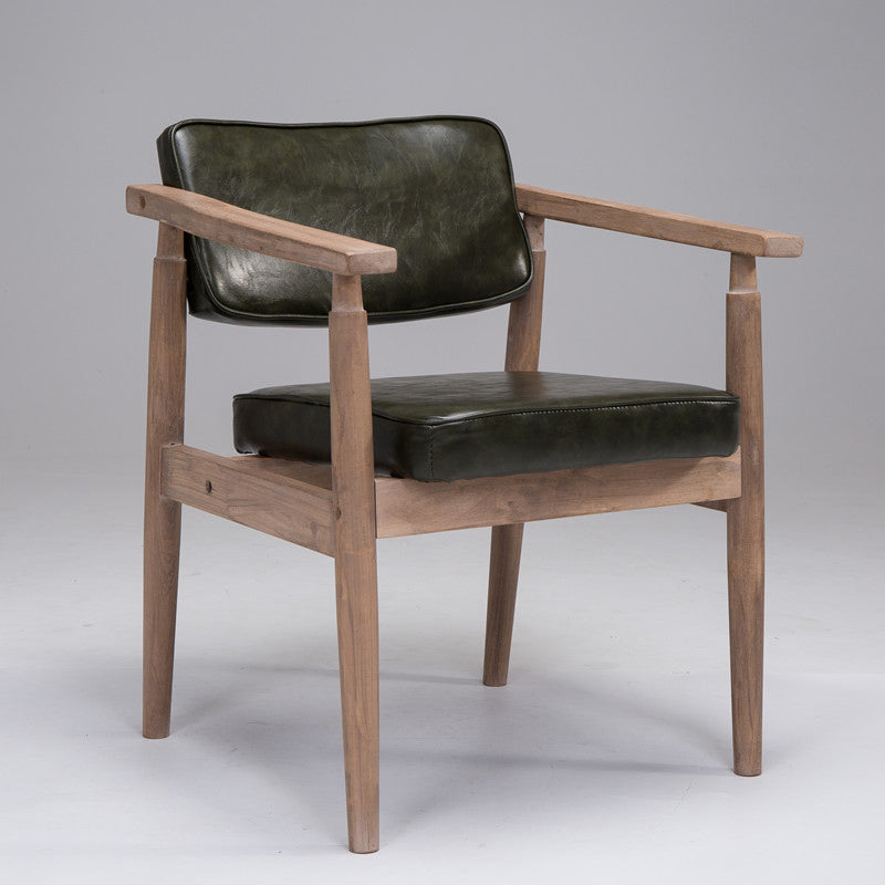 Country Style Indoor Arm Chair Open Back Wood Upholstered Dining Room Chair