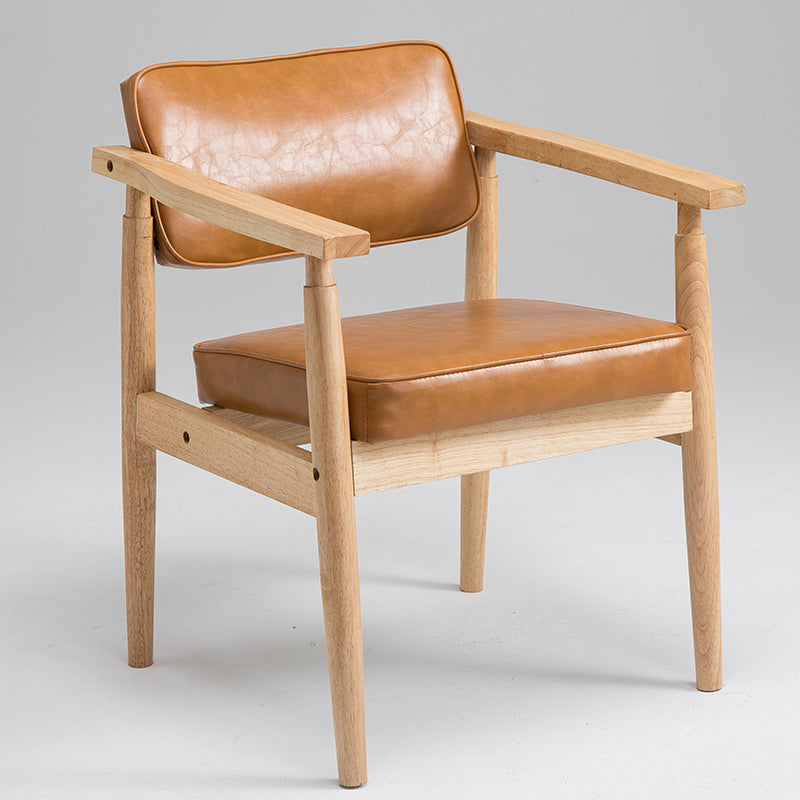 Country Style Indoor Arm Chair Open Back Wood Upholstered Dining Room Chair