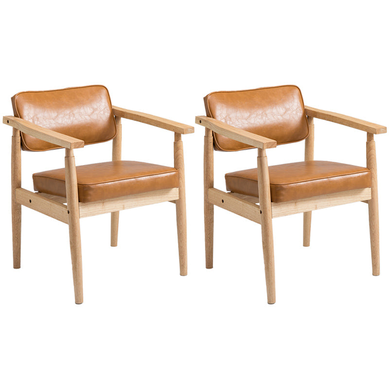 Country Style Indoor Arm Chair Open Back Wood Upholstered Dining Room Chair