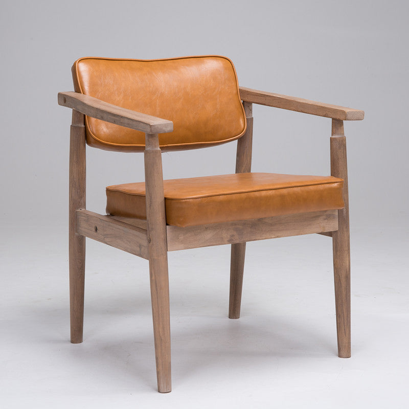 Country Style Indoor Arm Chair Open Back Wood Upholstered Dining Room Chair