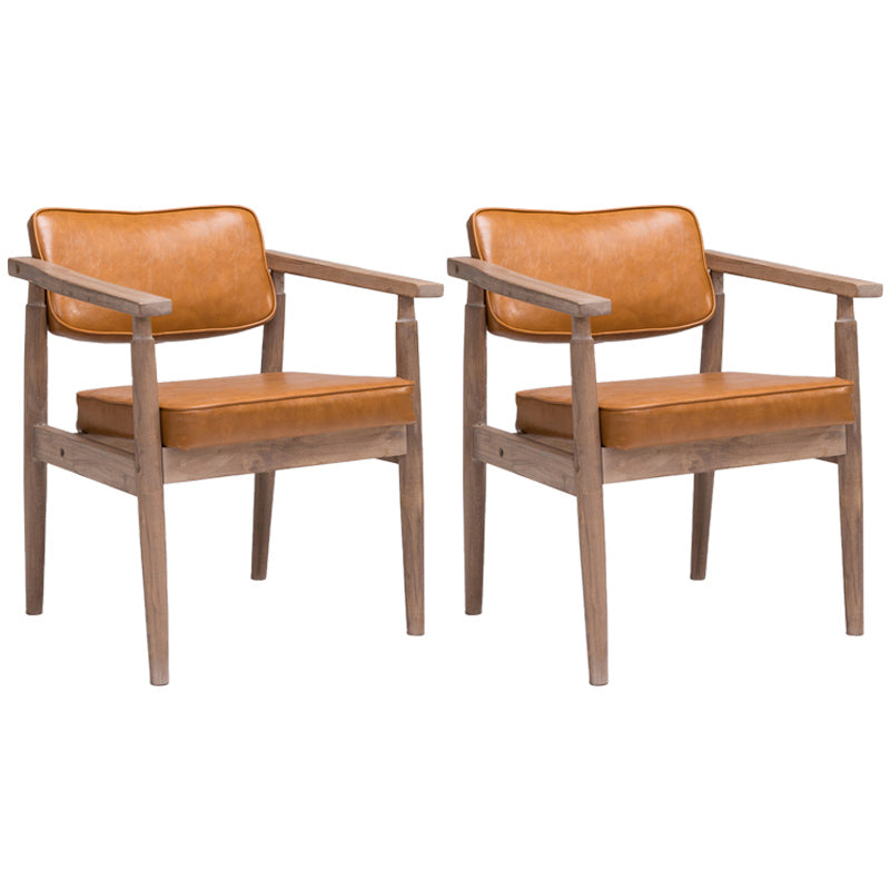 Country Style Indoor Arm Chair Open Back Wood Upholstered Dining Room Chair