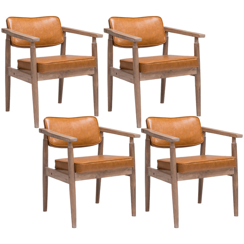 Country Style Indoor Arm Chair Open Back Wood Upholstered Dining Room Chair