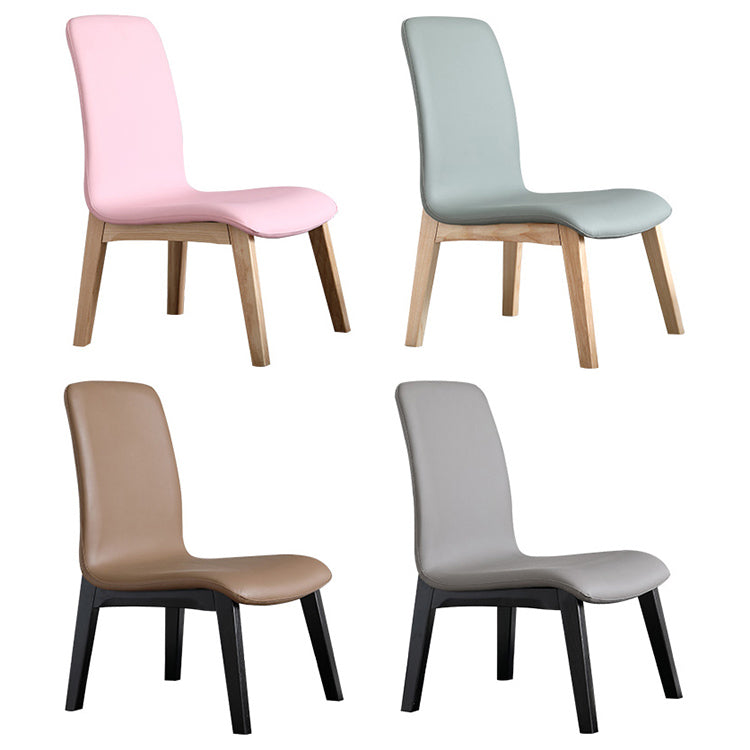 Scandinavian Style Ash Wood Dining Side Chair Solid Back Armless Chair for Home Use