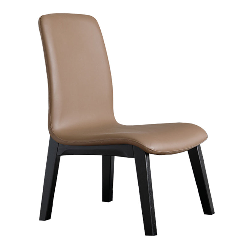 Scandinavian Style Ash Wood Dining Side Chair Solid Back Armless Chair for Home Use