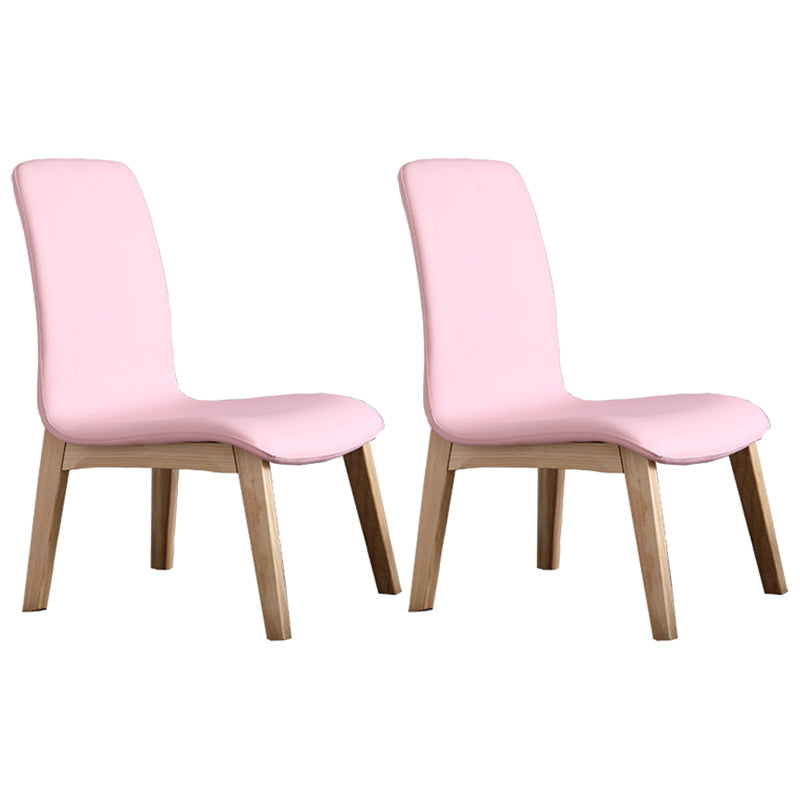 Scandinavian Style Ash Wood Dining Side Chair Solid Back Armless Chair for Home Use