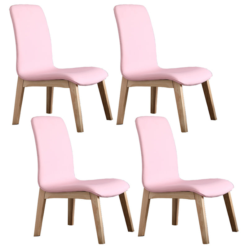Scandinavian Style Ash Wood Dining Side Chair Solid Back Armless Chair for Home Use