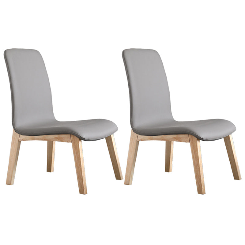 Scandinavian Style Ash Wood Dining Side Chair Solid Back Armless Chair for Home Use