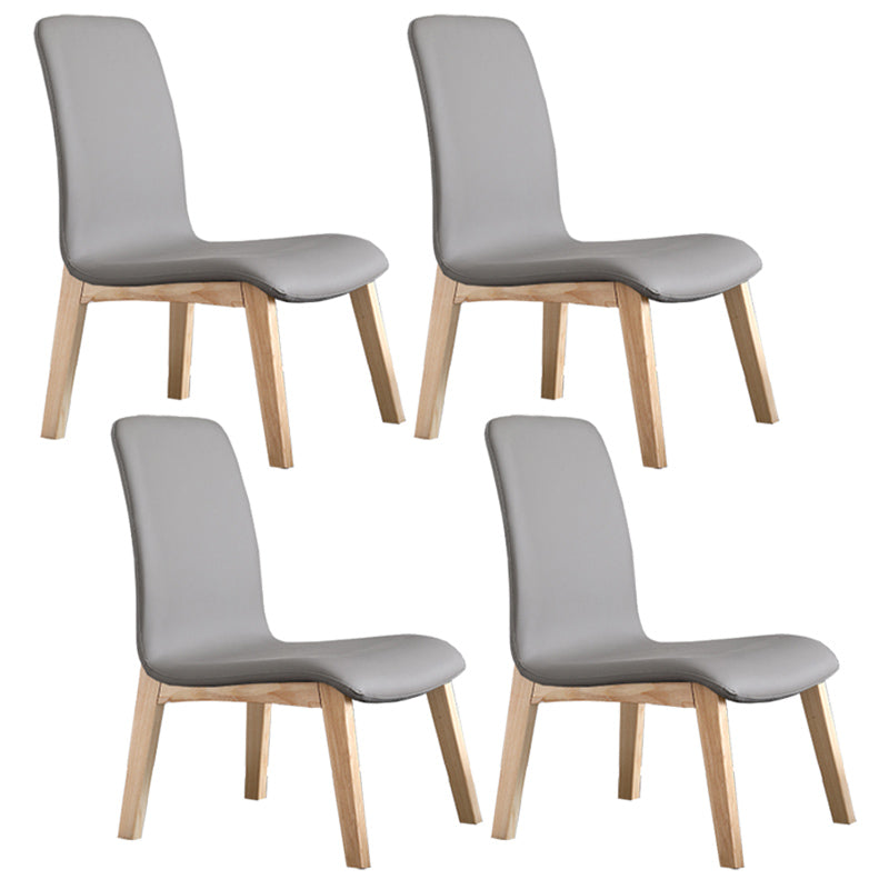 Scandinavian Style Ash Wood Dining Side Chair Solid Back Armless Chair for Home Use