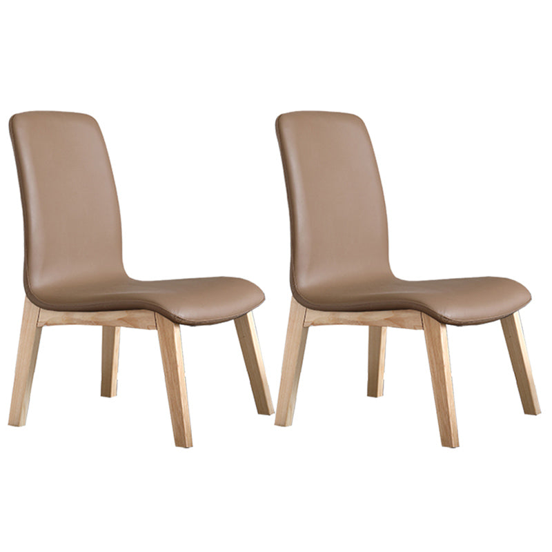Scandinavian Style Ash Wood Dining Side Chair Solid Back Armless Chair for Home Use