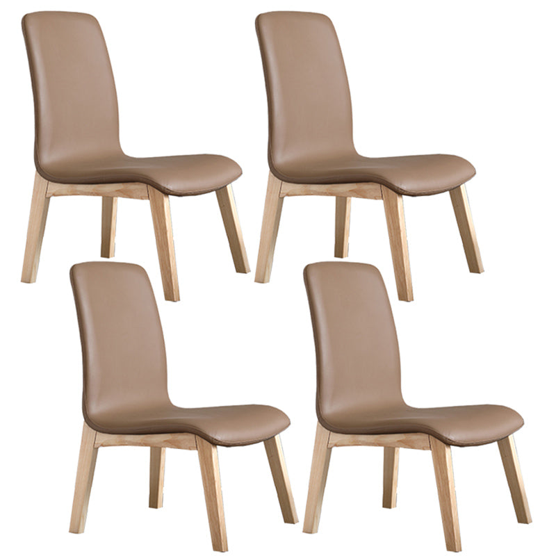 Scandinavian Style Ash Wood Dining Side Chair Solid Back Armless Chair for Home Use