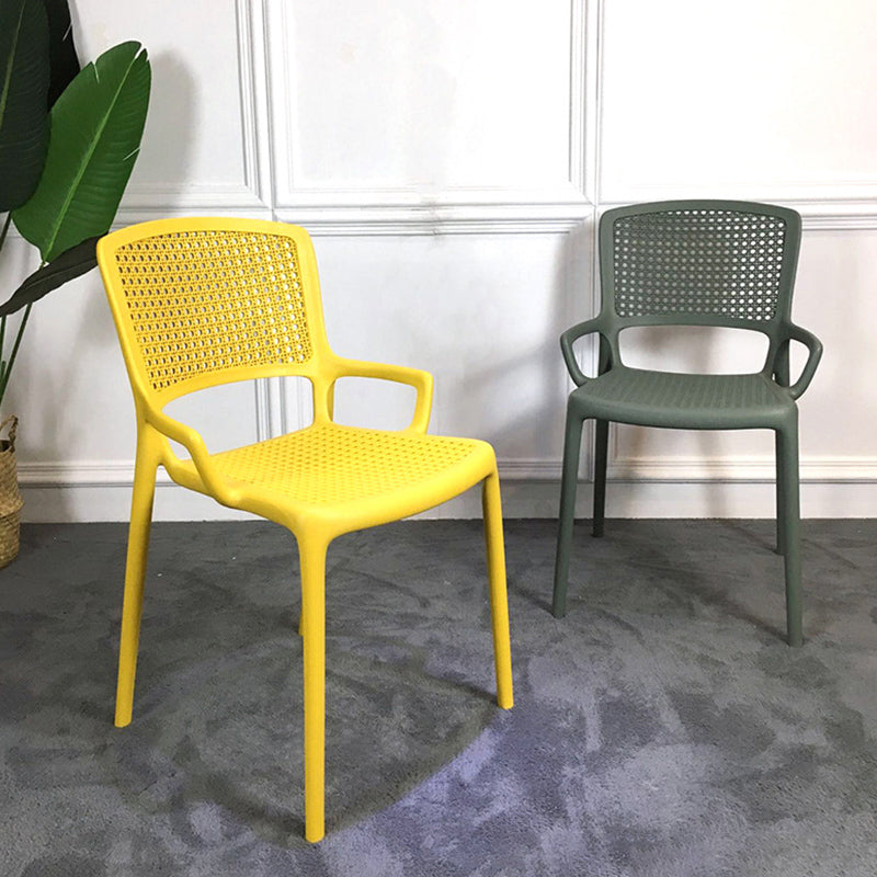 Contemporary Home Arm Chair Stackable Open Back Plastic Dining Room Chair