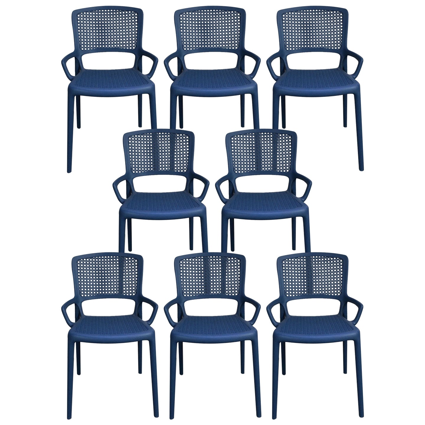 Contemporary Home Arm Chair Stackable Open Back Plastic Dining Room Chair