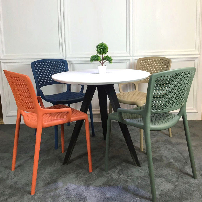Contemporary Home Arm Chair Stackable Open Back Plastic Dining Room Chair