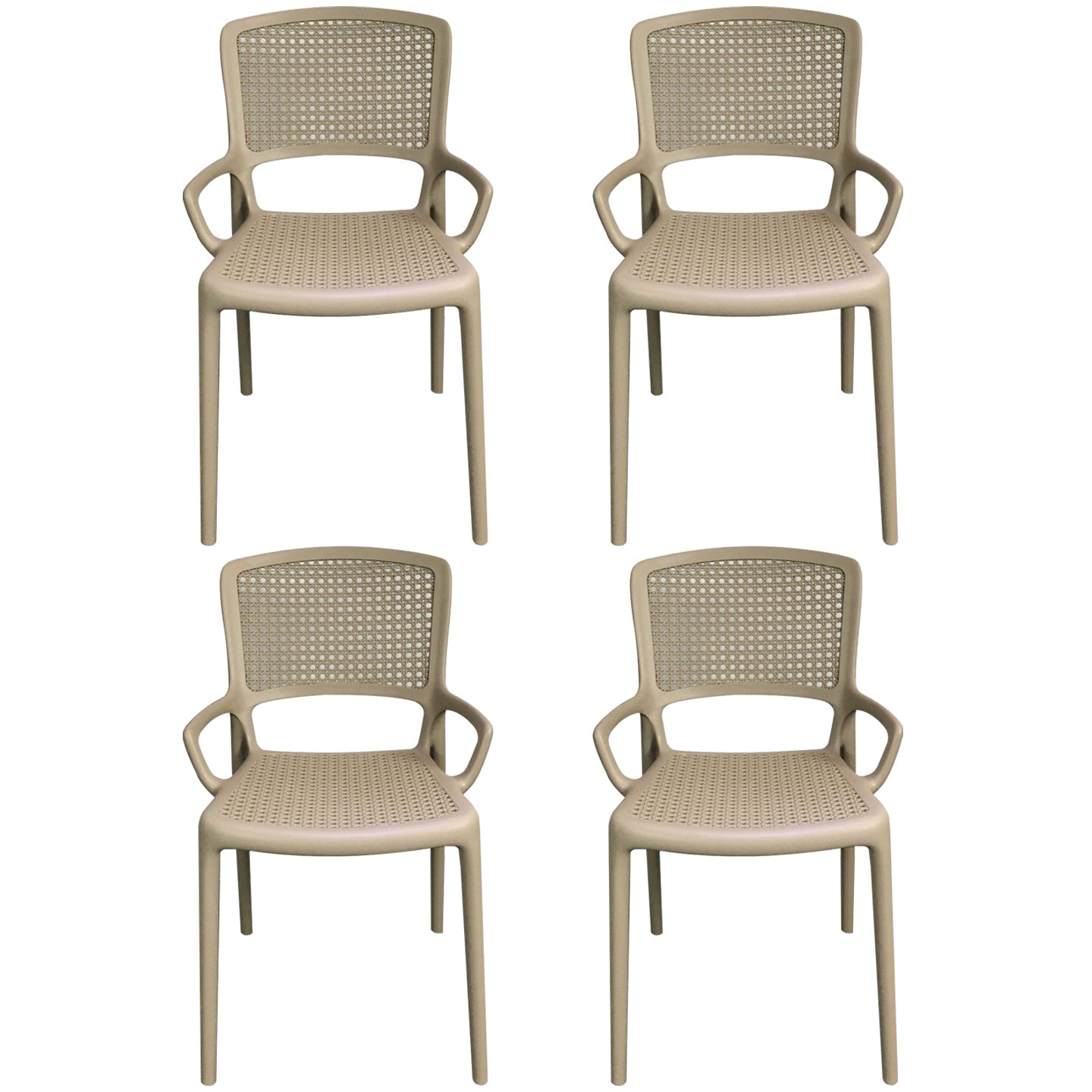 Contemporary Home Arm Chair Stackable Open Back Plastic Dining Room Chair