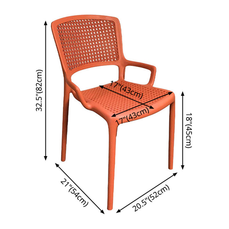 Contemporary Home Arm Chair Stackable Open Back Plastic Dining Room Chair
