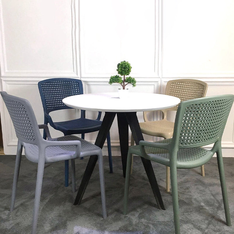 Contemporary Home Arm Chair Stackable Open Back Plastic Dining Room Chair