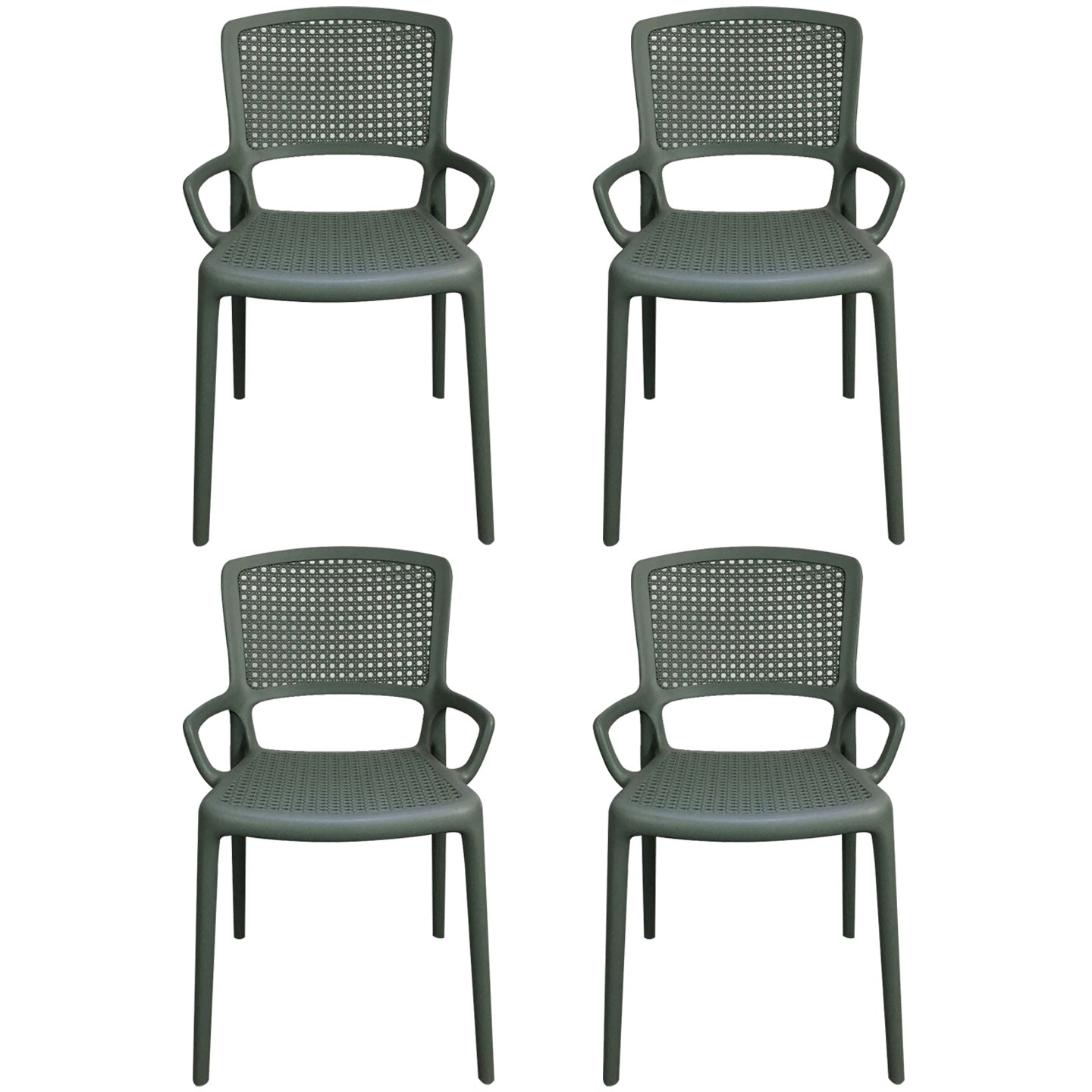 Contemporary Home Arm Chair Stackable Open Back Plastic Dining Room Chair