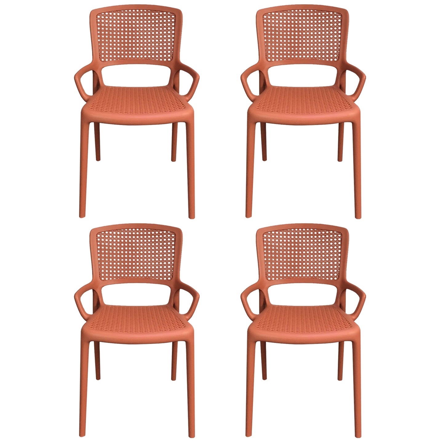 Contemporary Home Arm Chair Stackable Open Back Plastic Dining Room Chair