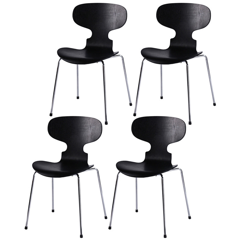 Industrial Style Metal Legs Dining Chairs Solid Back Armless Chairs for Home