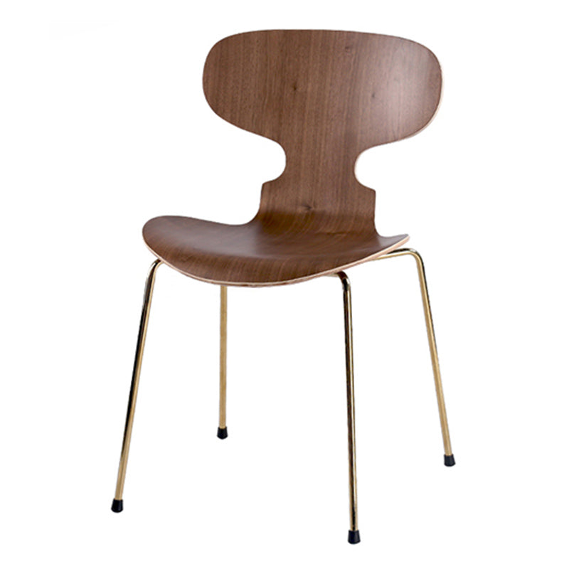 Industrial Style Metal Legs Dining Chairs Solid Back Armless Chairs for Home