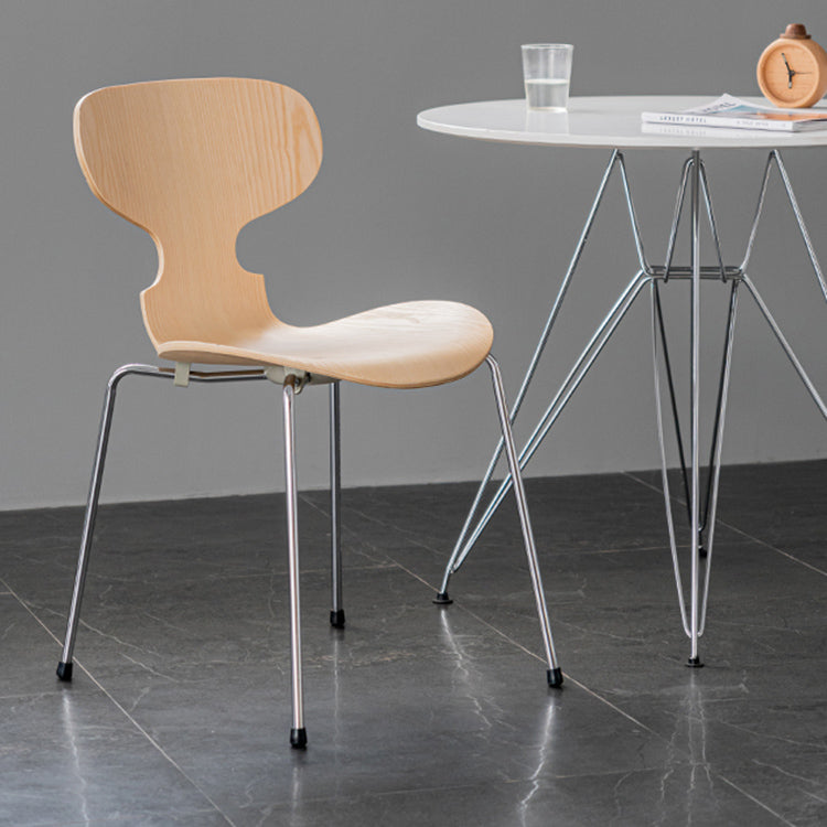 Industrial Style Metal Legs Dining Chairs Solid Back Armless Chairs for Home