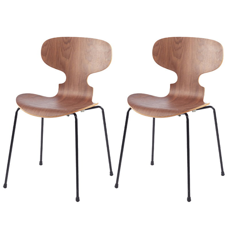Industrial Style Metal Legs Dining Chairs Solid Back Armless Chairs for Home
