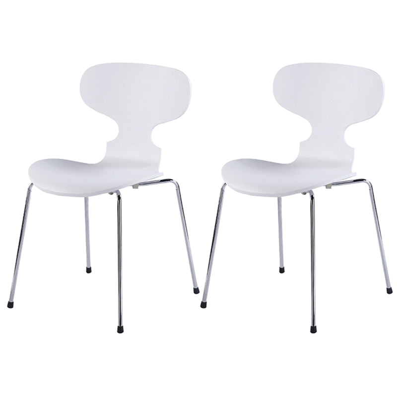 Industrial Style Metal Legs Dining Chairs Solid Back Armless Chairs for Home