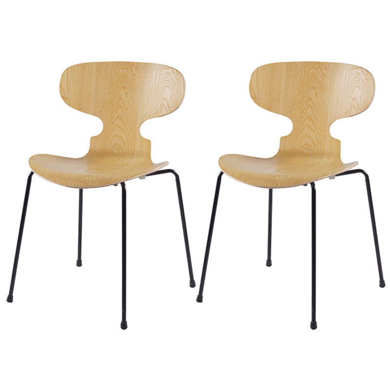 Industrial Style Metal Legs Dining Chairs Solid Back Armless Chairs for Home