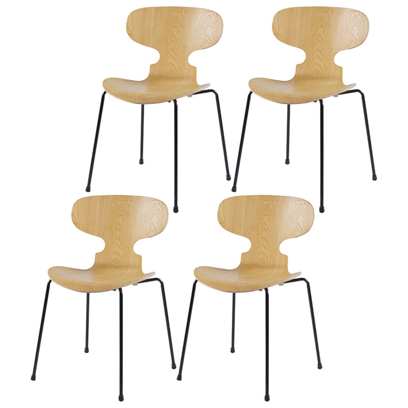 Industrial Style Metal Legs Dining Chairs Solid Back Armless Chairs for Home
