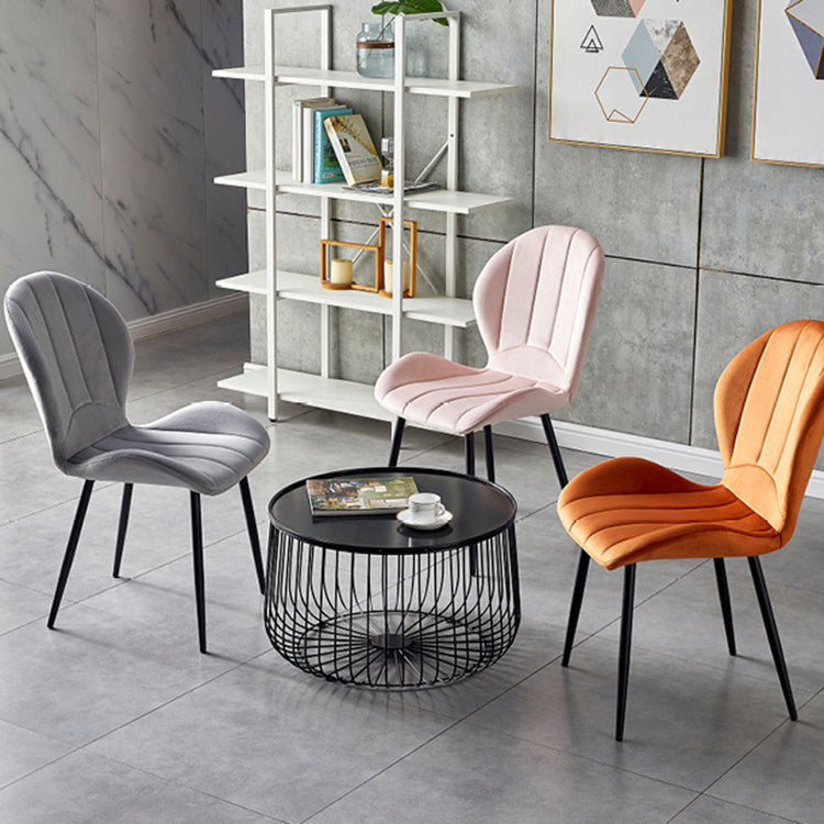 Home Scandinavian Side Chair Wingback Metal Upholstered Dining Room Chair