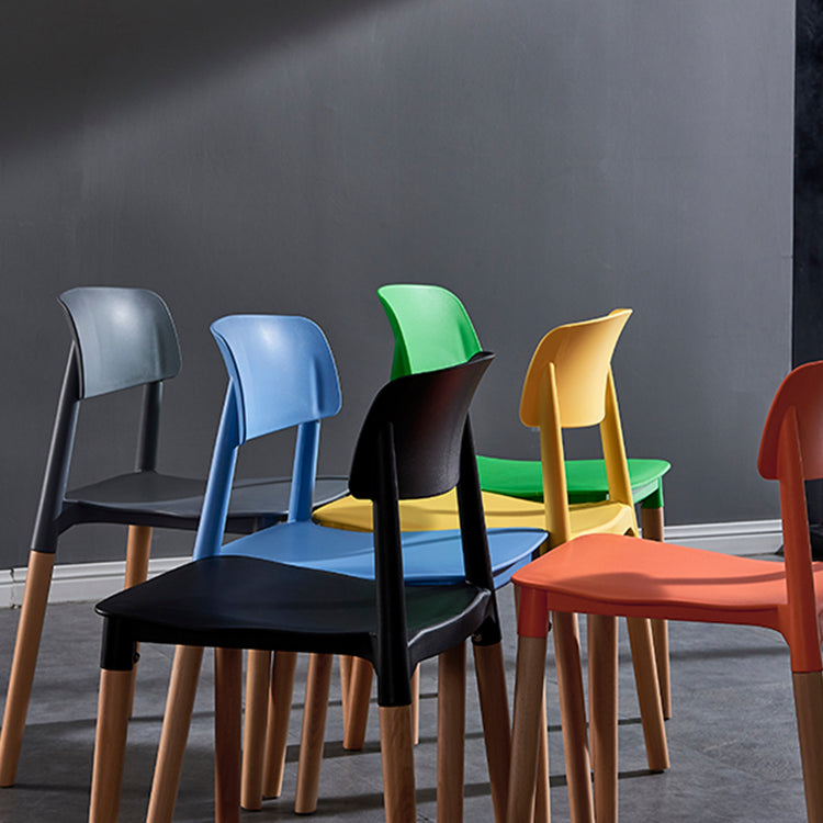 Contemporary Style Plastic Dining Chair Open Back Dining Side Chair for Kitchen