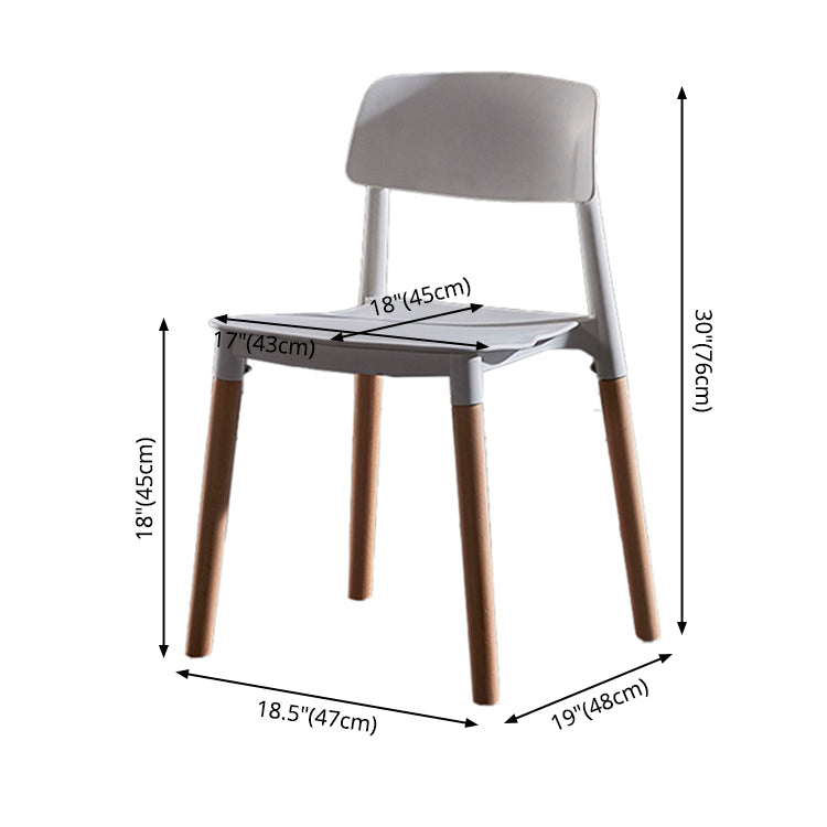 Contemporary Style Plastic Dining Chair Open Back Dining Side Chair for Kitchen