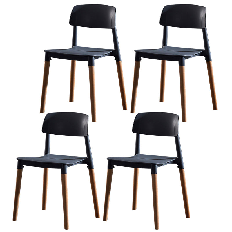 Contemporary Style Plastic Dining Chair Open Back Dining Side Chair for Kitchen